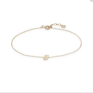 14k Yellow Gold initial J Charm Bracelet